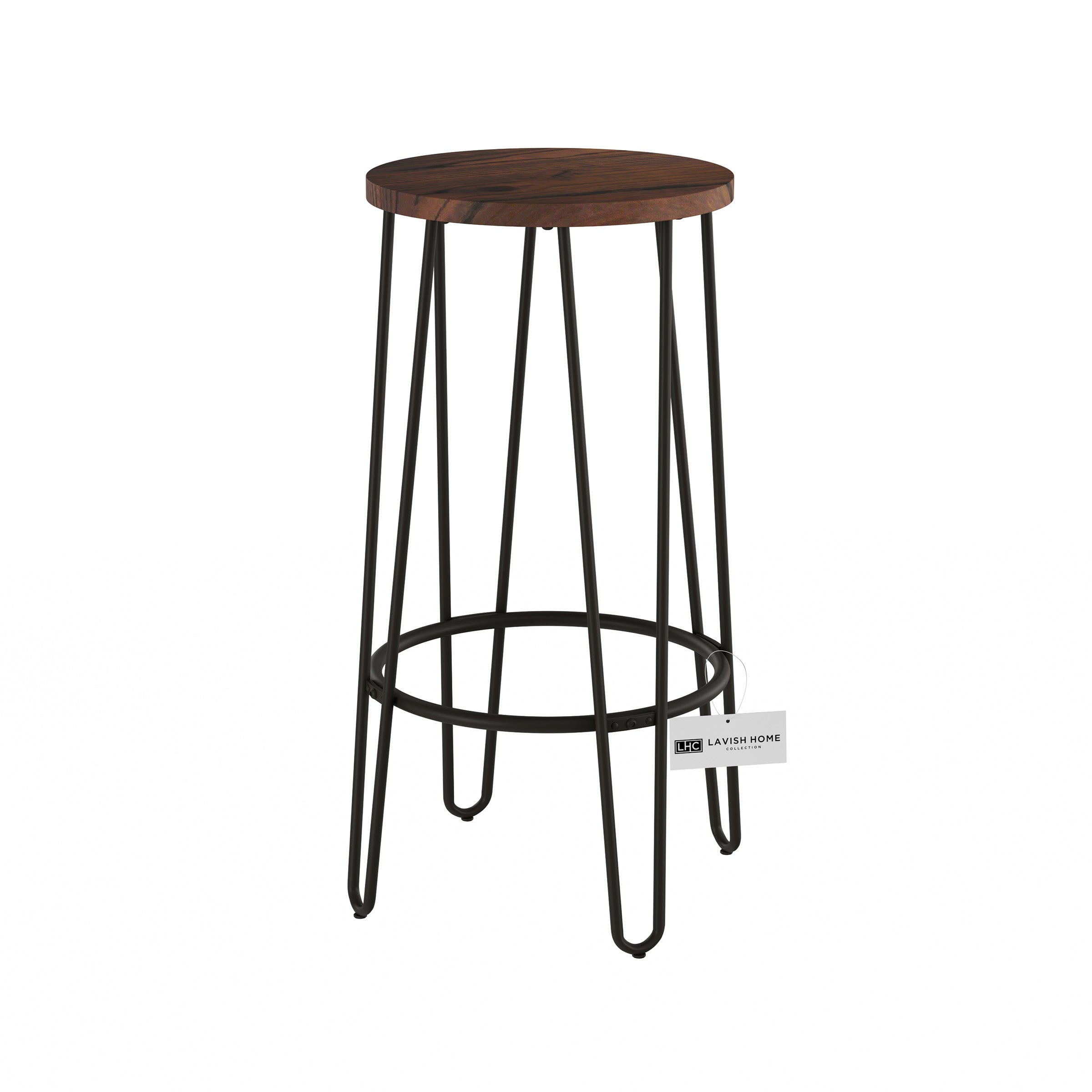 Lavish Home Set of 2 Counter-Height Bar Stools with Hairpin Legs (Brown)