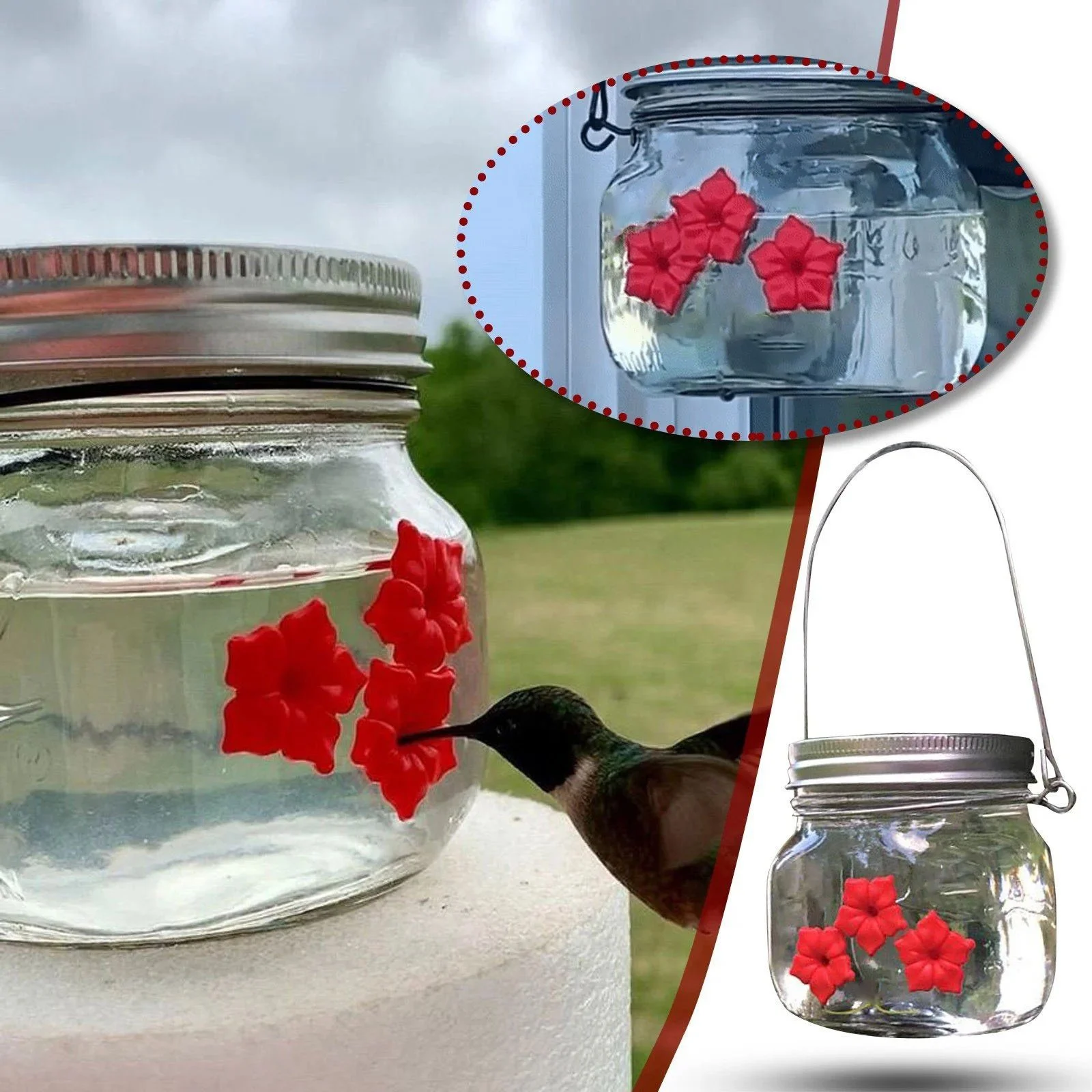 🔥 BIG SALE - 49% OFF🔥🔥- Beautiful Mason Jar Hummingbird Feeder W/ Three Ports