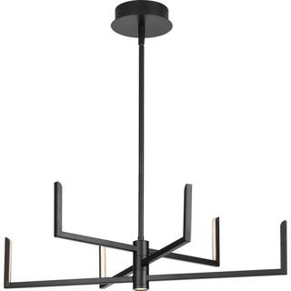 Progress Lighting Pivot LED Collection 6-Light Matte Black Frosted Glass LED Modern Chandelier Light P400260-031-30