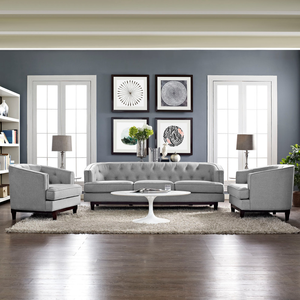 Light Gray Coast Living Room Set Set of 3   Midcentury   Living Room Furniture Sets   by ShopFreely  Houzz