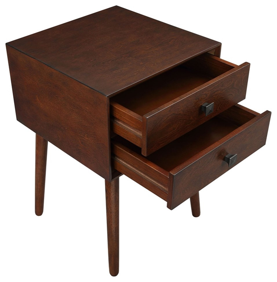 Furniture of America Alto Mid Century Wood 2 Drawer Side Table in Light Oak   Midcentury   Side Tables And End Tables   by Homesquare  Houzz