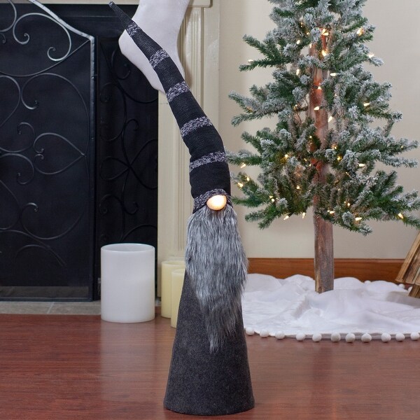 LED Lighted Cone Gnome with Knitted Hat Christmas Figure