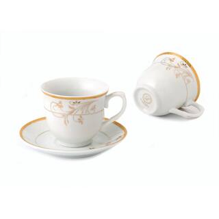 Lorren Home Trends Porcelain TeaCoffee Set-Service for 4 Gold Floral Design Rosalia-4