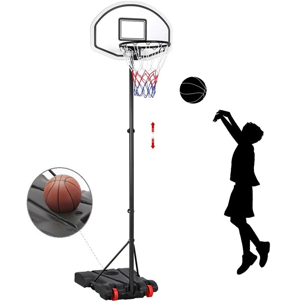 SmileMart Height Adjustable Portable Basketball System Hoop Goal for Kids Youth Outdoor， 6.4 to 8.2 Ft.