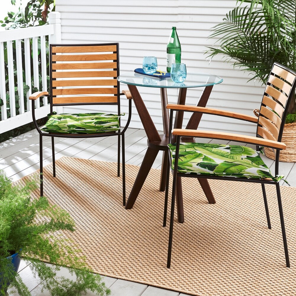 Green Indoor/ Outdoor Corded Chair Pad Set (Set of 2)