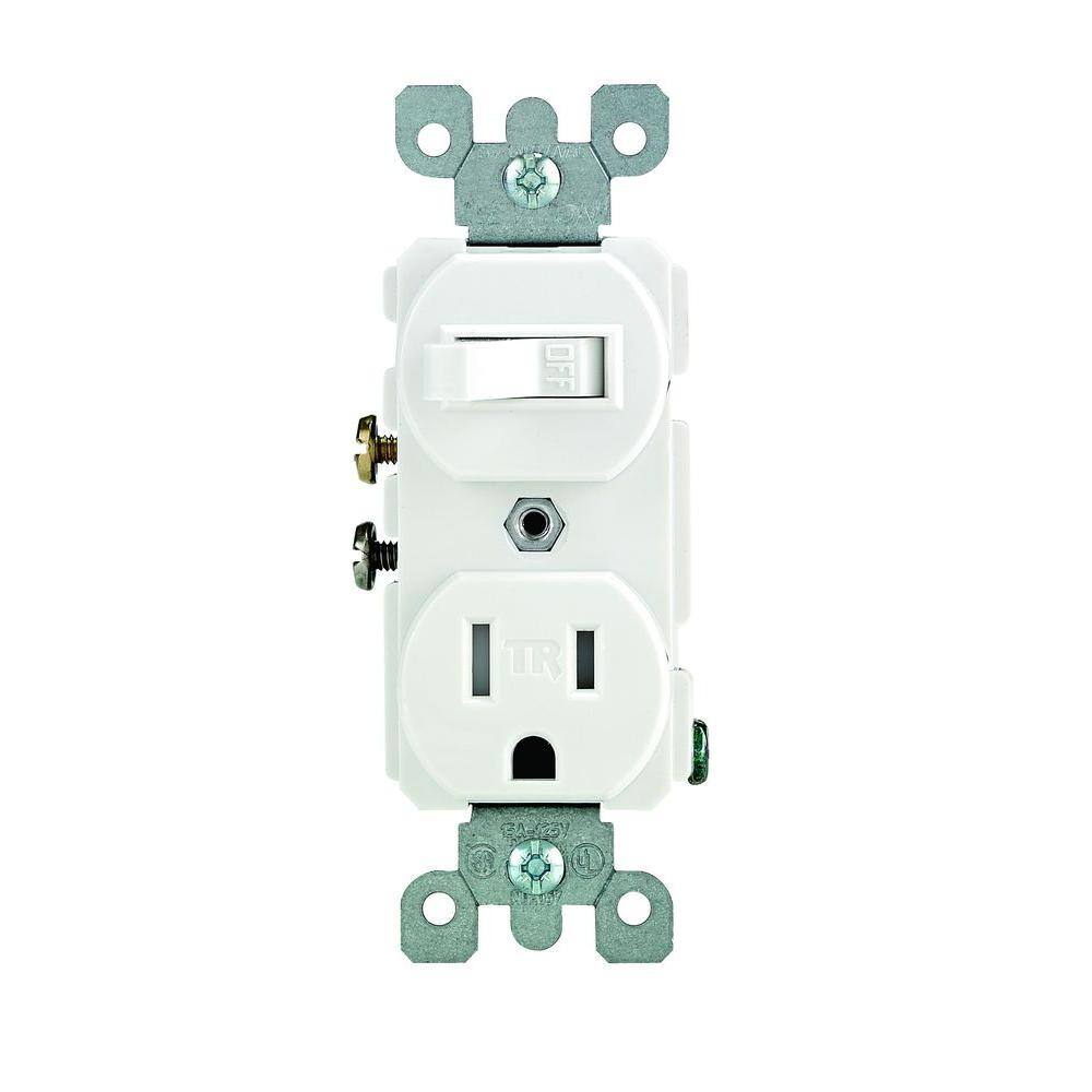 Leviton 15 Amp Tamper-Resistant Combination Switch and Outlet White R62-T5225-0WS