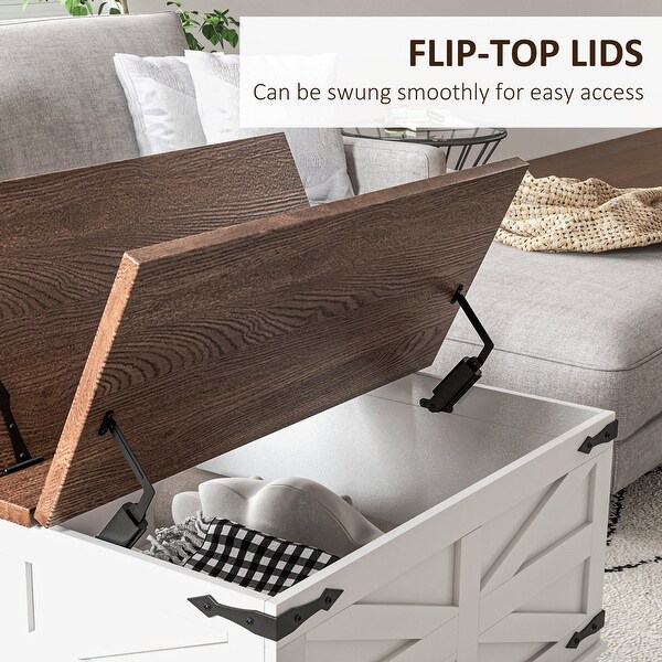 Square Coffee Table with Flip Top Hidden Storage