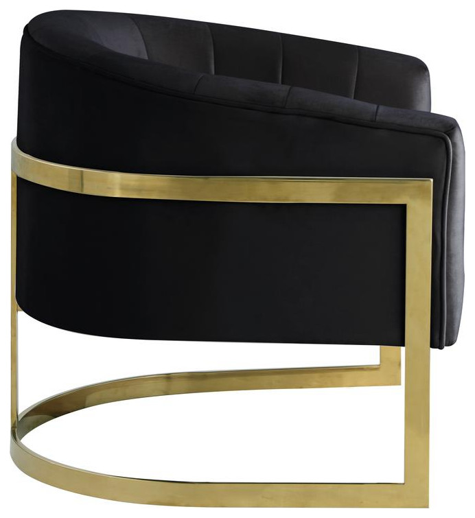 Traxmon Velvet Upholstered Accent Chair In Black Velvet   Contemporary   Armchairs And Accent Chairs   by BisonOffice  Houzz