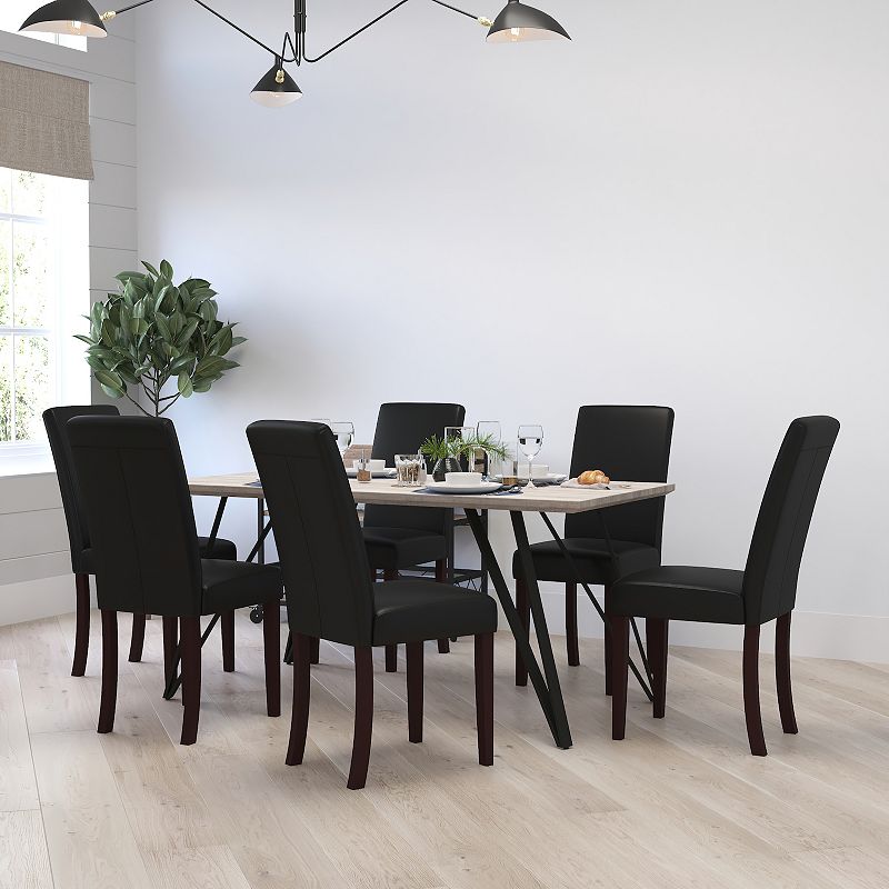 Merrick Lane Vallia Series Set of 6 Panel Back Parson's Chairs for Kitchen， Dining Room and More