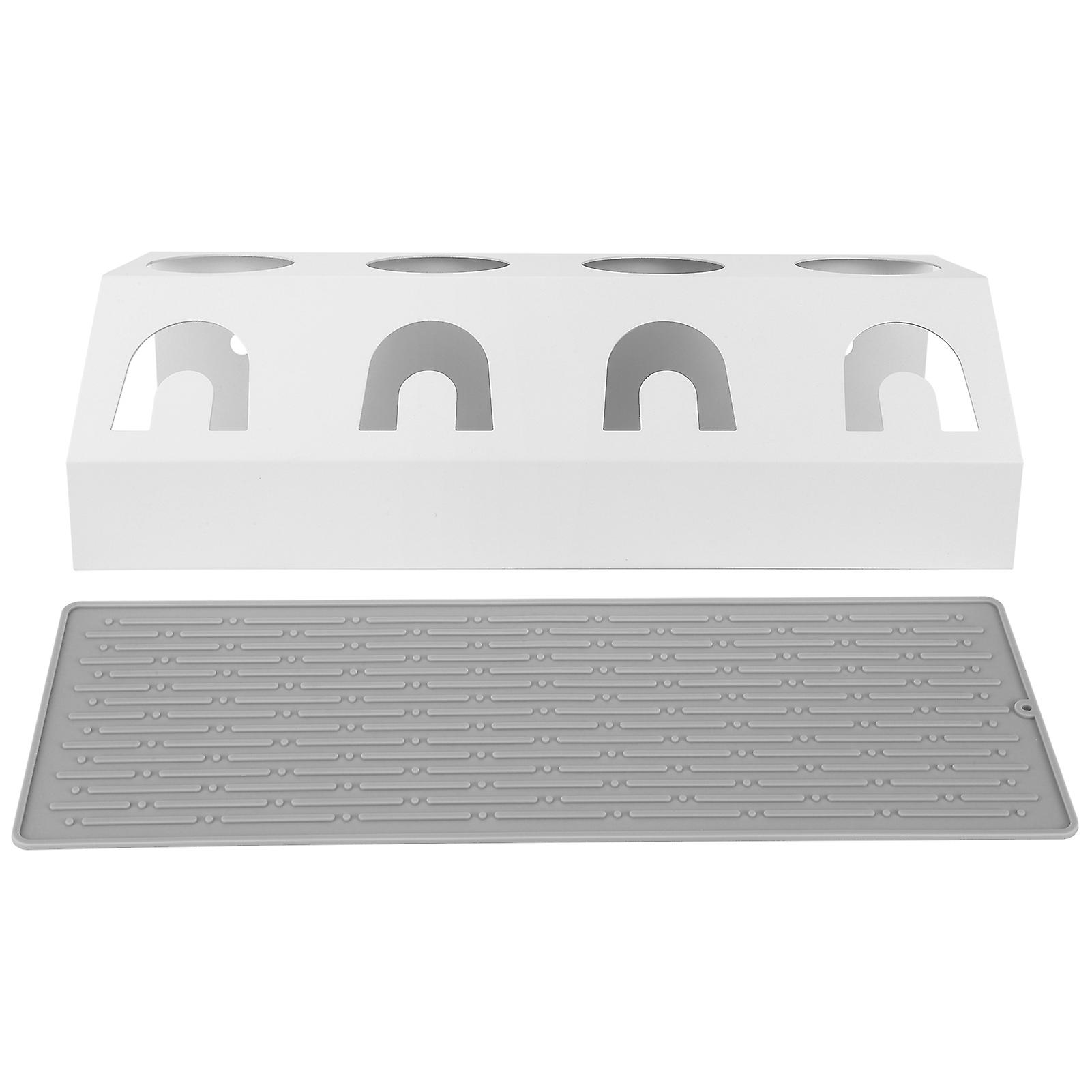 Universal 4 Holes Soda Bottle Drain Drying Rack Dish Drainer Holder With Pad For Sodastreamwhite