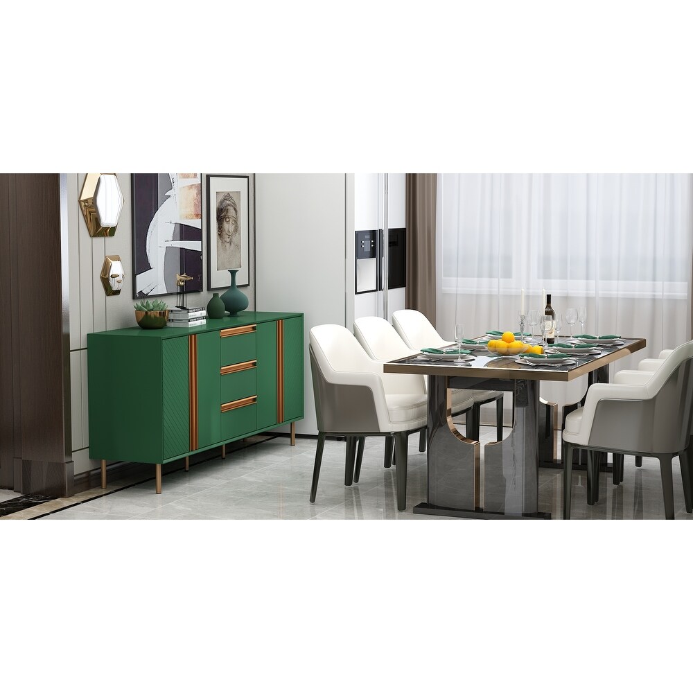 Sideboard Buffet Cabinet with Doors and Adjustable Shelf Emerald green   63\