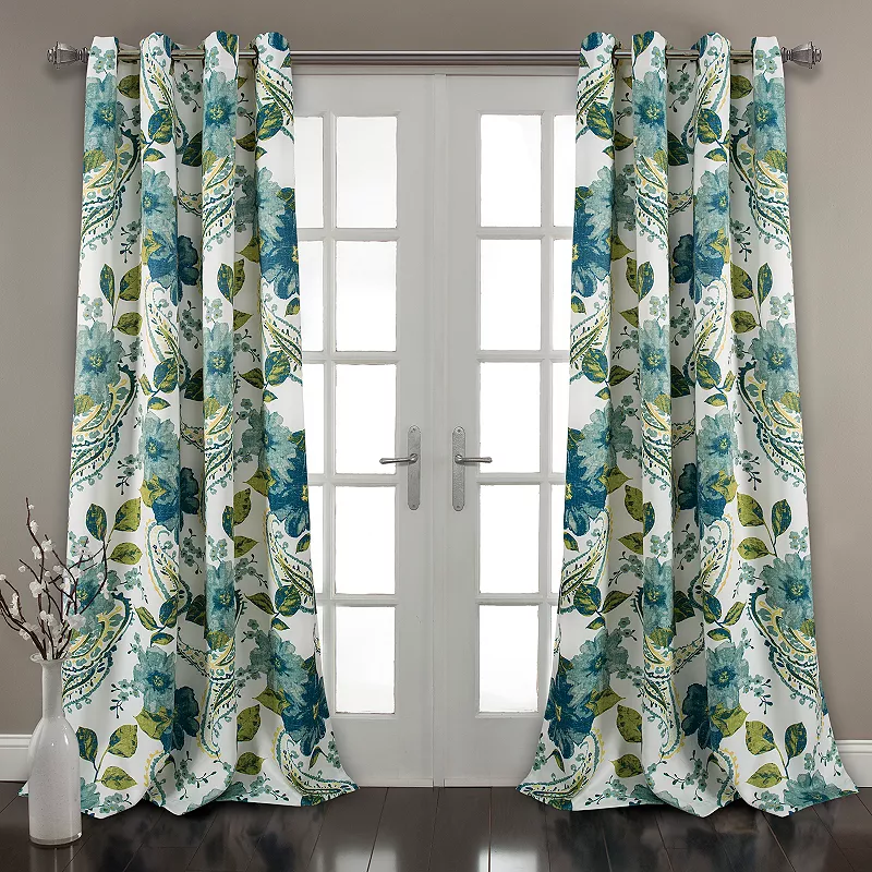 Lush Decor Floral Paisley Room Darkening Window Curtain Set