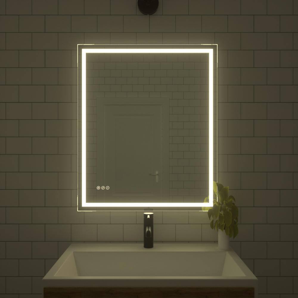 TaiMei 30 in. W x 36 in. H Frameless LED Single Bathroom Vanity Mirror in Polished Crystal MD04-3036SF1