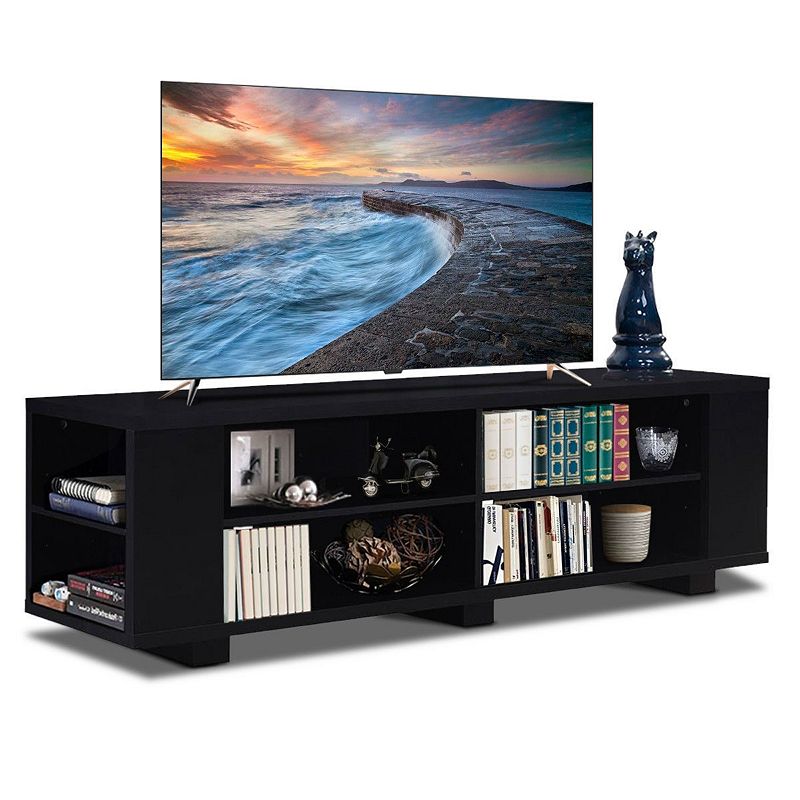 Modern Entertainment Center In Black Wood Finish - Holds Up To 60-inch Tv