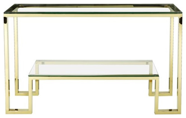 American Home Classic Laurence Modern Metal Console Table in High Polish Gold   Contemporary   Console Tables   by Homesquare  Houzz