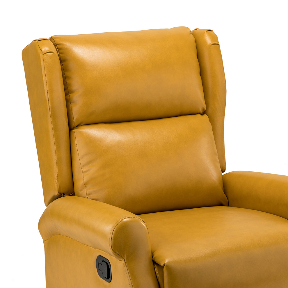 Comfy Faux Leather Manual Swivel Recliner With Metal Base   Contemporary   Recliner Chairs   by Karat Home  Houzz