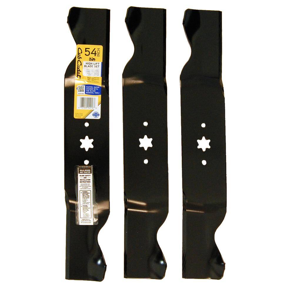 Cub Cadet Original Equipment 3-in-1 Blade Set for Select 54 in. Riding Lawn Mowers with 6-Point Star OE# 942-0677 742-0677 490-110-C125