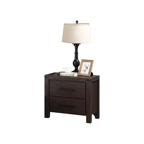 2-drawers Nightstand with Tapered Feet and Metal Hardware Pulls， Sturdiness Wood Frame， Bedroom/Living Room Furniture - - 36148946