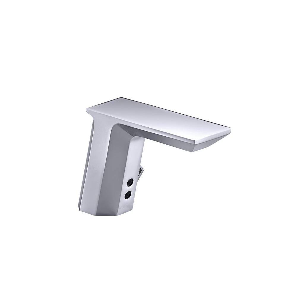 KOHLER Geometric Battery-Powered Single Hole Touchless Bathroom Faucet in Vibrant Stainless K-13466-VS