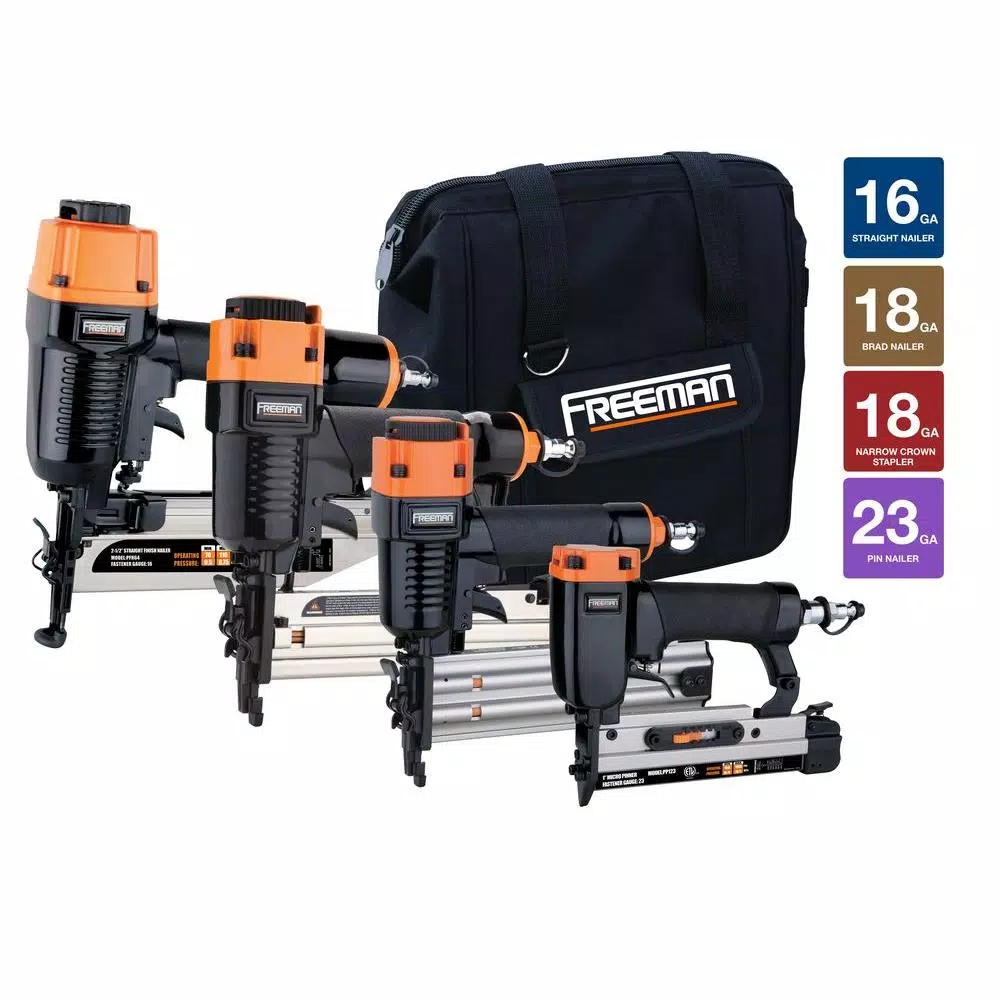 Freeman Pneumatic Finishing Nailer Combo Kit with Canvas Bag and Fasteners (4-Piece) and#8211; XDC Depot