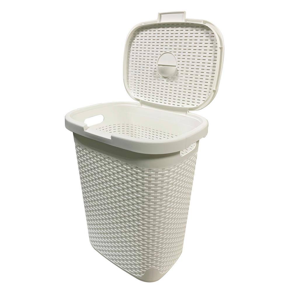 Modern Homes MH 50 l Capacity White Plastic Laundry Hamper 67557