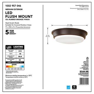 Hampton Bay Oil Rubbed Bronze Integrated LED Outdoor Flush Mount IKE2001L