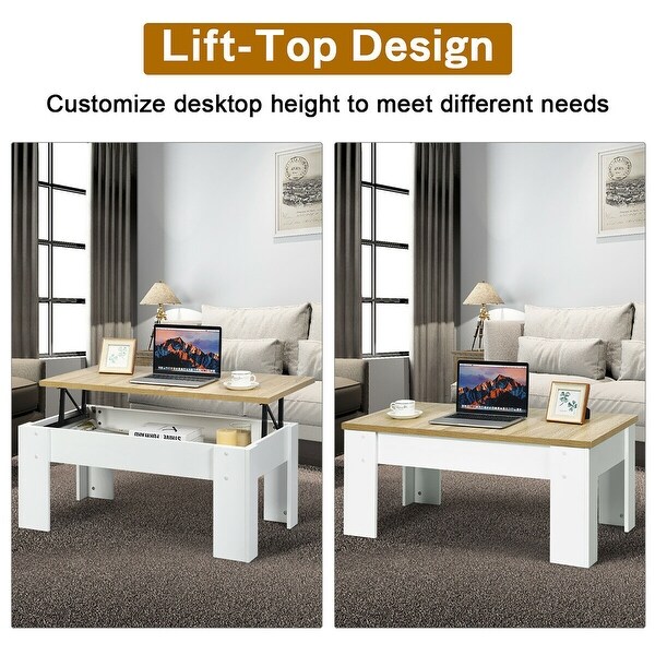 Costway Lift Top Coffee Table Pop-UP Cocktail Table w/Hidden - See Details