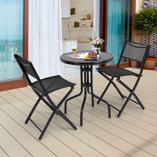 3Piece Folding Bistro Table and Chairs Set for Indoor and Outdoor Use