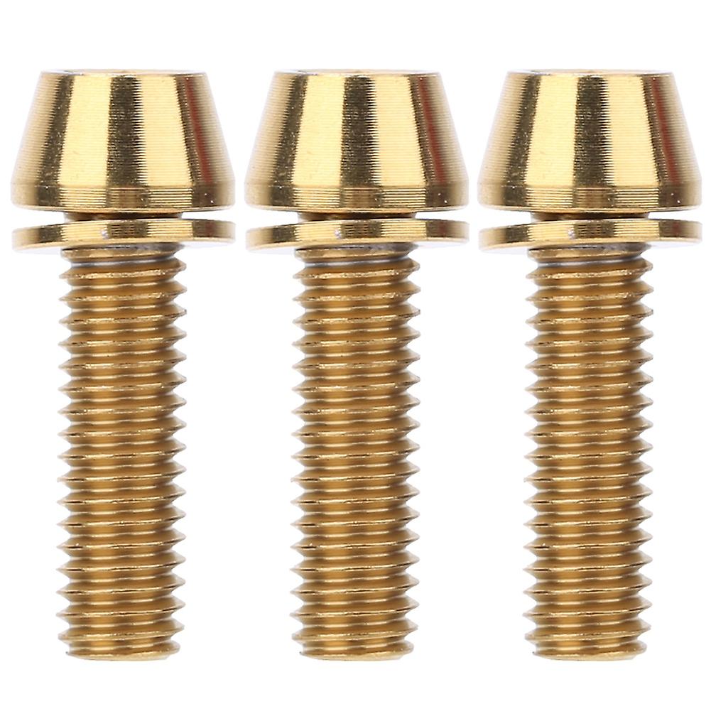 3pcs Titanium Alloy Durable Bike Handlebar Stem Screws Bicycle Disc Brake Clamp Set Screw Accessorym6x20mm Golden