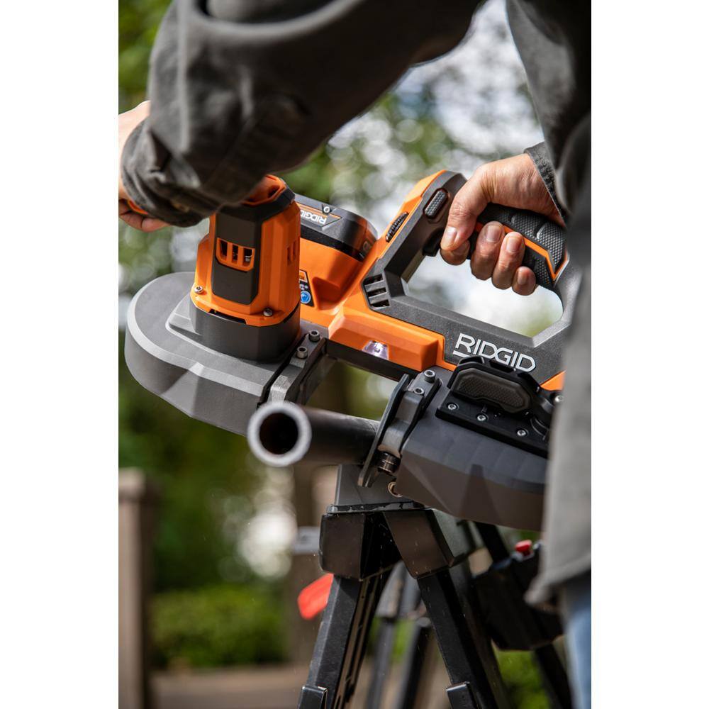 RIDGID 18V Cordless Compact Band Saw Kit with 18V Lithium-Ion Max Output 4.0 Ah Battery and Charger R8604B-AC9540