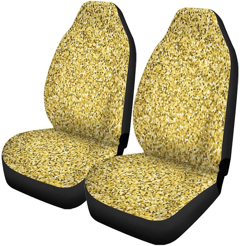 Set Of 2 Car Seat Covers Golden Sparkling Universal Auto Front Seats Protector Fits For Car，suv Sedan，truck D---46989