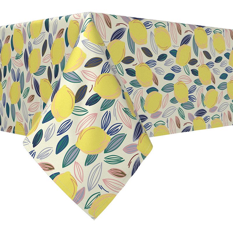 Square Tablecloth， 100% Polyester， 60x60， Summer Lemon Sketch