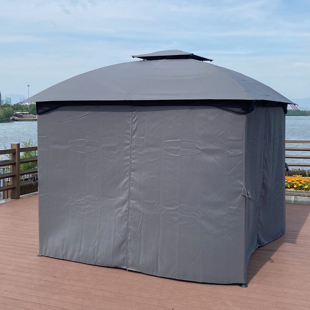 10' X 10' Steel Polyester Soft Top Outdoor Canopy Gazebo Tent