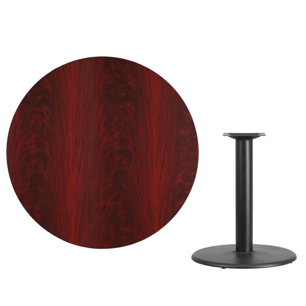 42'' Round Laminate Table Top with 24'' Round Table Height Base   Mahogany