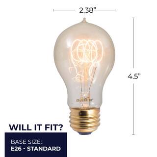 Bulbrite 40-Watt A19 Incandescent Light Bulb Medium Base (E26) Antique Nostalgic Loop 2200K (4-pack) 861385