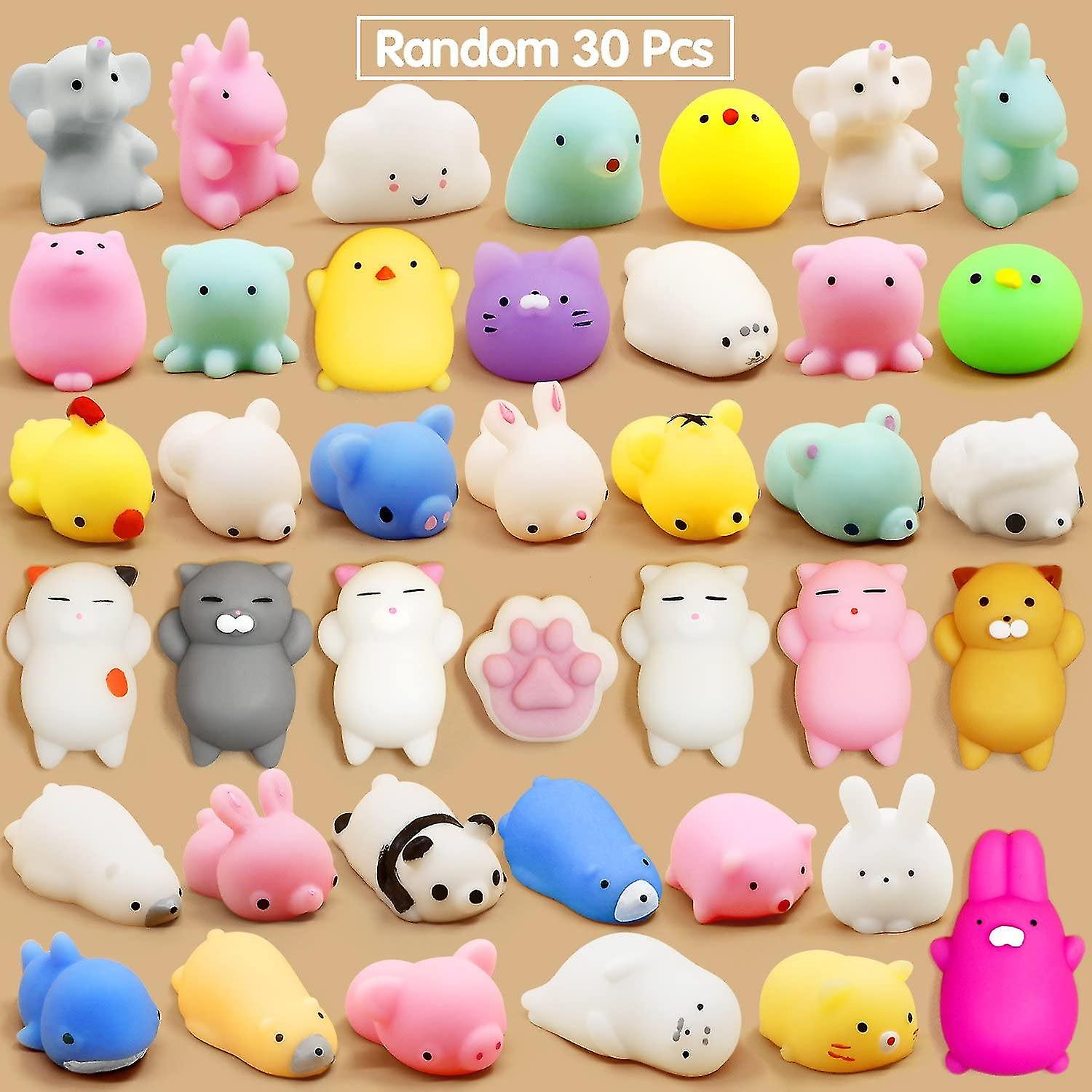 Mochi Squishy Toys， 30 Pcs Mini Squishy Favors For Kids Animal Squishies Stress Relief Toys Cat Squishy Squeeze Toys Kawaii Squish