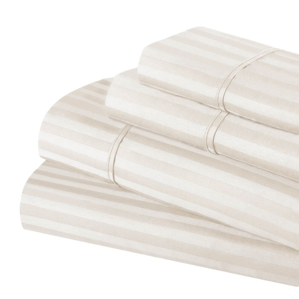 Superior Egyptian Cotton 300 Thread Count Stripe Deep Pocket Bed Sheet Set