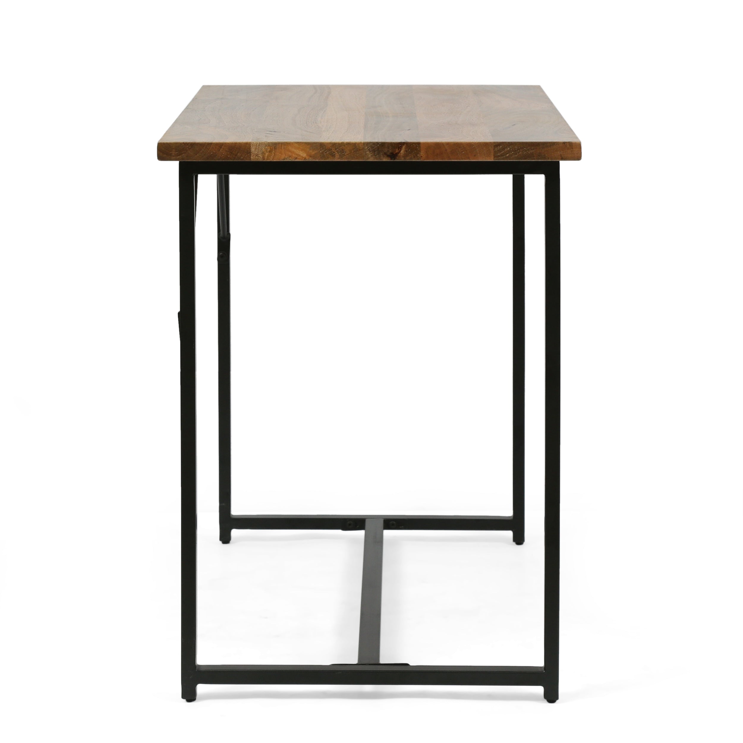 Addyston Modern Industrial Handmade Mango Wood Console Table, Honey Brown and Black