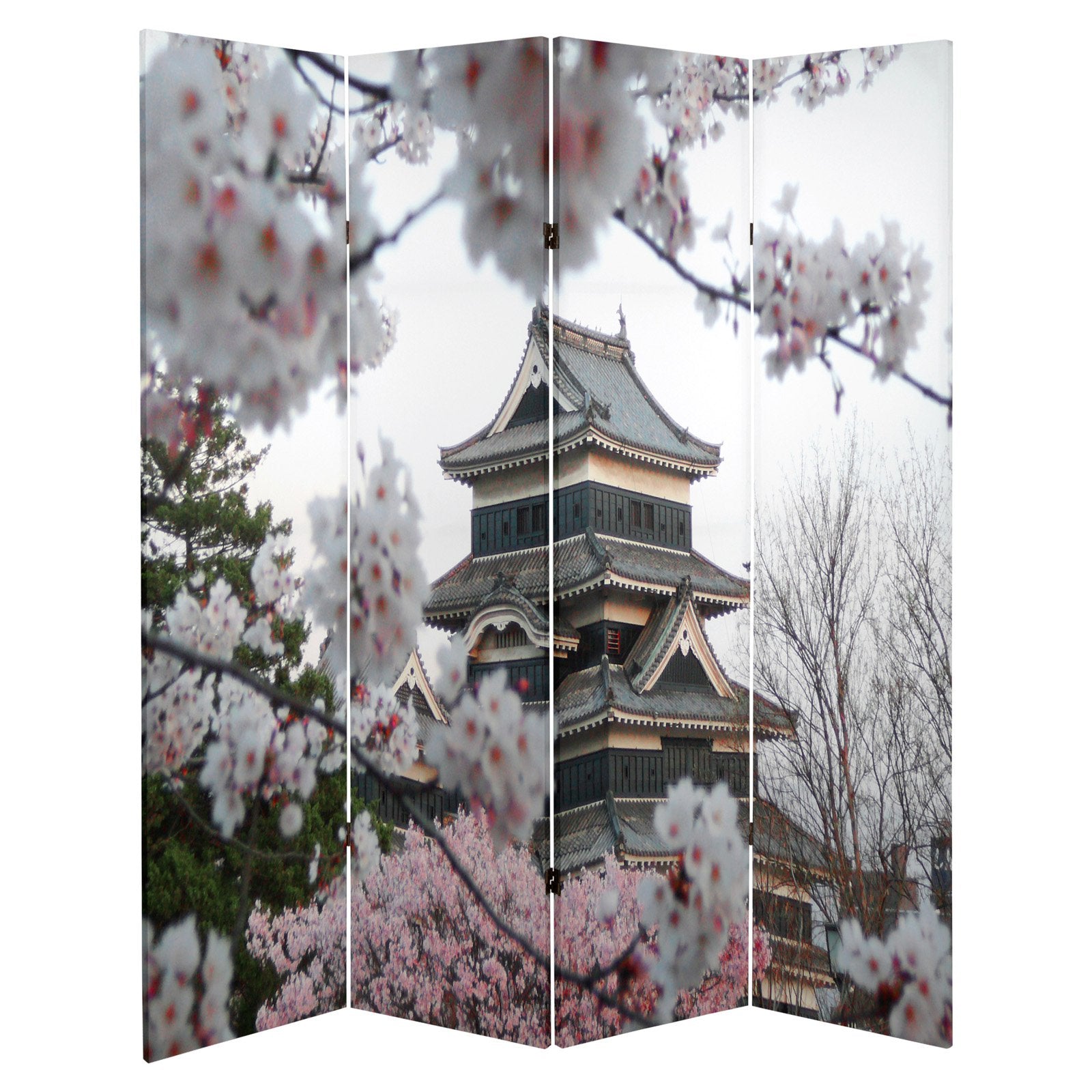 Oriental Furniture 6 ft. Tall Cherry Blossoms Room Divider - 4 Panel