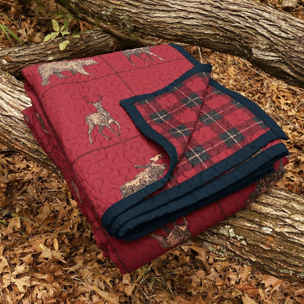 Paseo Road by HiEnd Accents Woodland Plaid Reversible Quilt Set  King  3PC