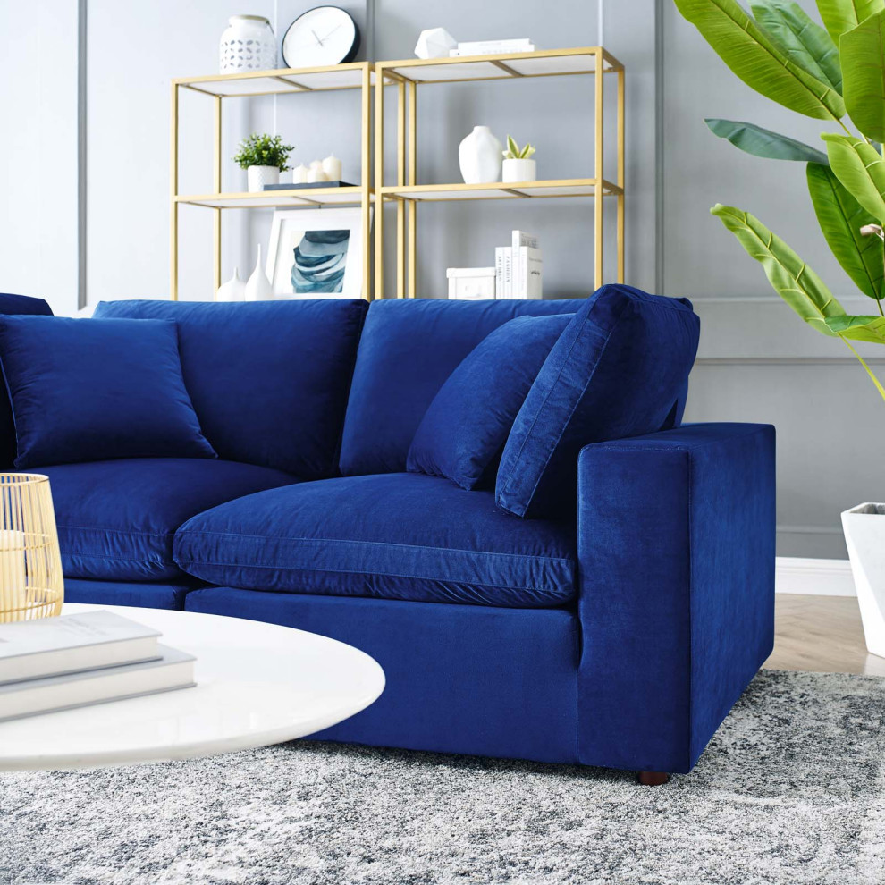 Commix Down Filled Overstuffed Performance Velvet Loveseat   Contemporary   Loveseats   by ShopFreely  Houzz