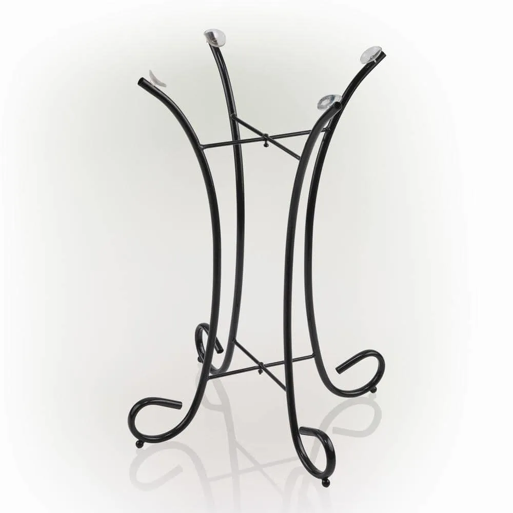 Alpine Corporation 23 in. Tall Outdoor Metal Bird Bath Stand Decor Accessory， Black KPP160