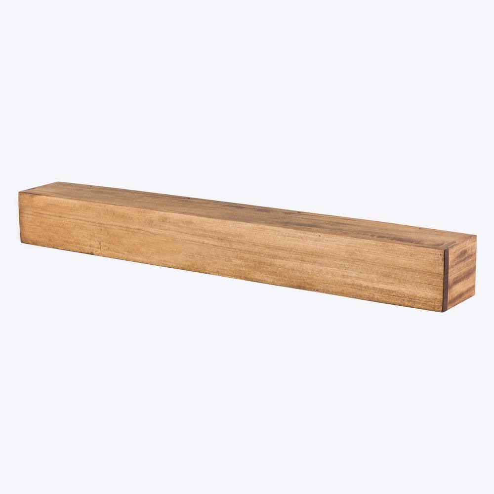 Dogberry Collections 60 in. W x 5.5 in. H x 6.25 in. D Modern Farmhouse Aged Oak Cap-Shelf Mantel m-farm-6062-agok-none