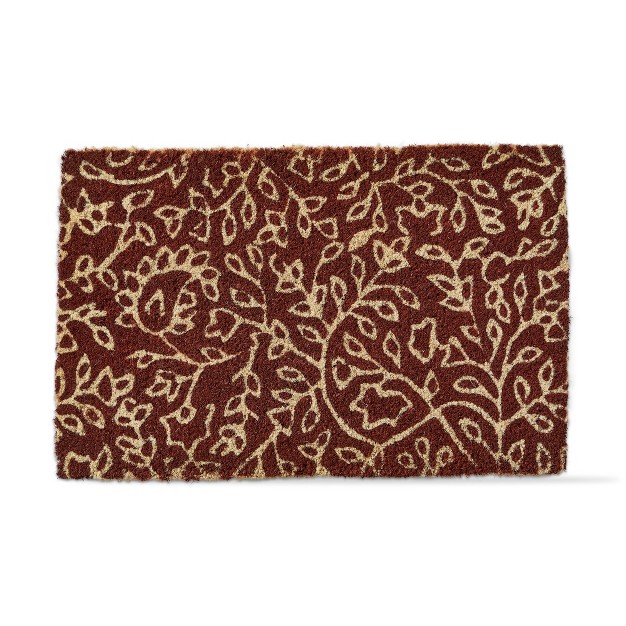 Vine Print Rectangle Indoor And Outdoor Coir Door Welcome Mat Red