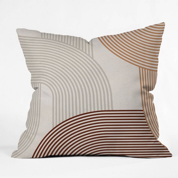 Iveta Abolina Mid Century Line Art Throw Pillow Brown Deny Designs