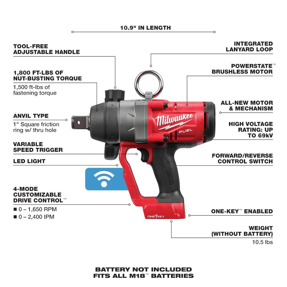 M18 FUEL™ 1 in. HTIW with ONE-KEY™-Reconditioned ;