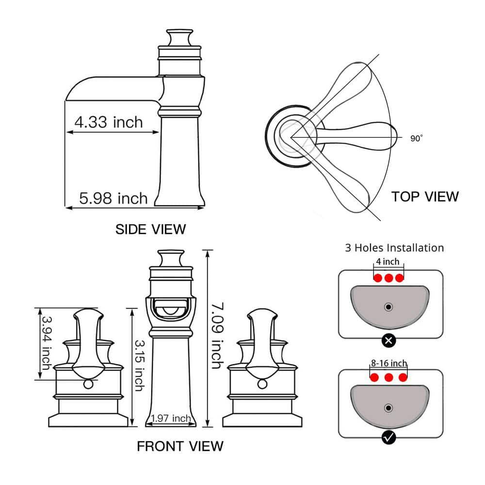 BWE 8 in Waterfall Widespread 2Handle Bathroom Faucet With Popup Drain Assembly in Spot Resist Oil Rubbed Bronze