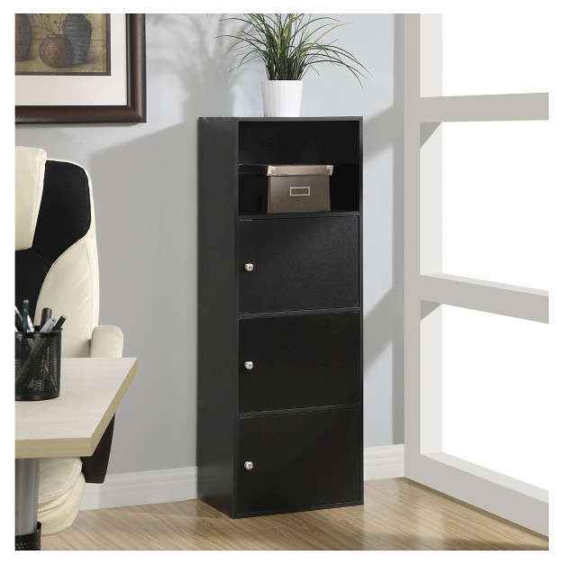 Breighton Home Versastorage Tri door Cabinet With Cubby Storage And Shelf Black