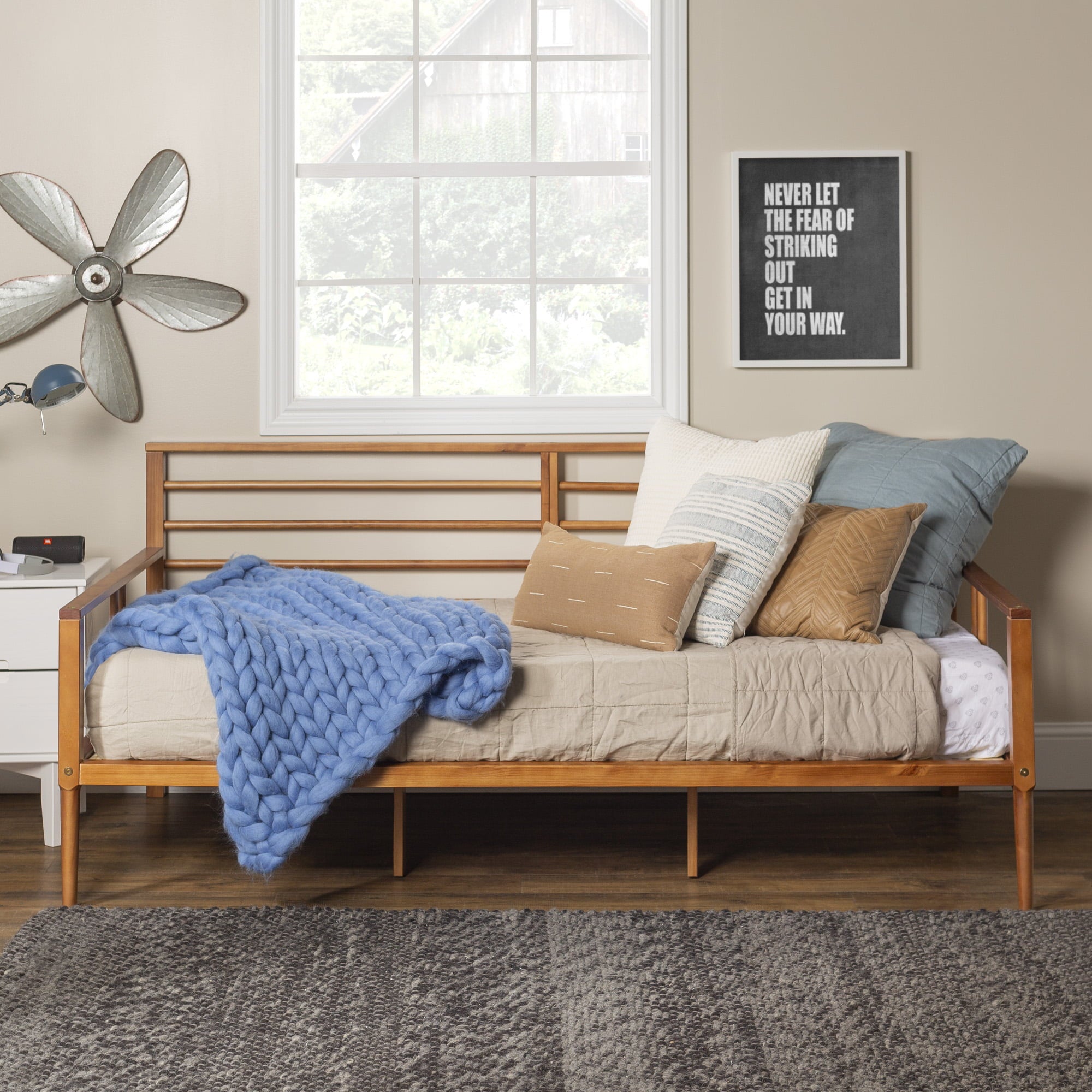 Bellamy Studios Mid-Century Miller Solid Wood Spindle Daybed, Caramel