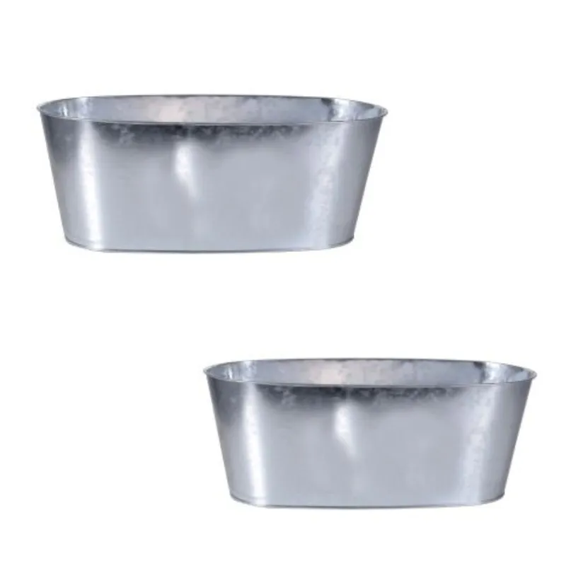 Wholesale Price Mini Oval Galvanized Planters Bulk Selling Trendy Garden Decorative Metal Planter   Pots Supply